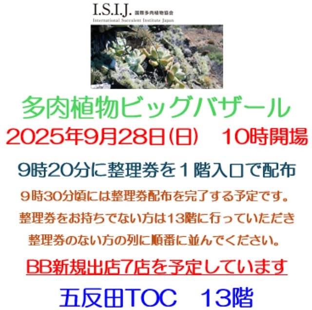 サボテン・多肉植物ビッグバザール 2025年9月