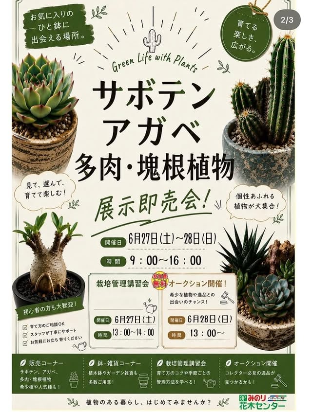 サボテン・アガベ・多肉・塊根植物 展示即売会