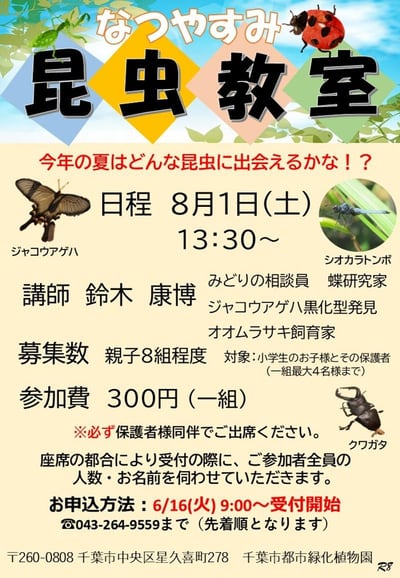 【単発講座】☆「夏休み昆虫教室」☆